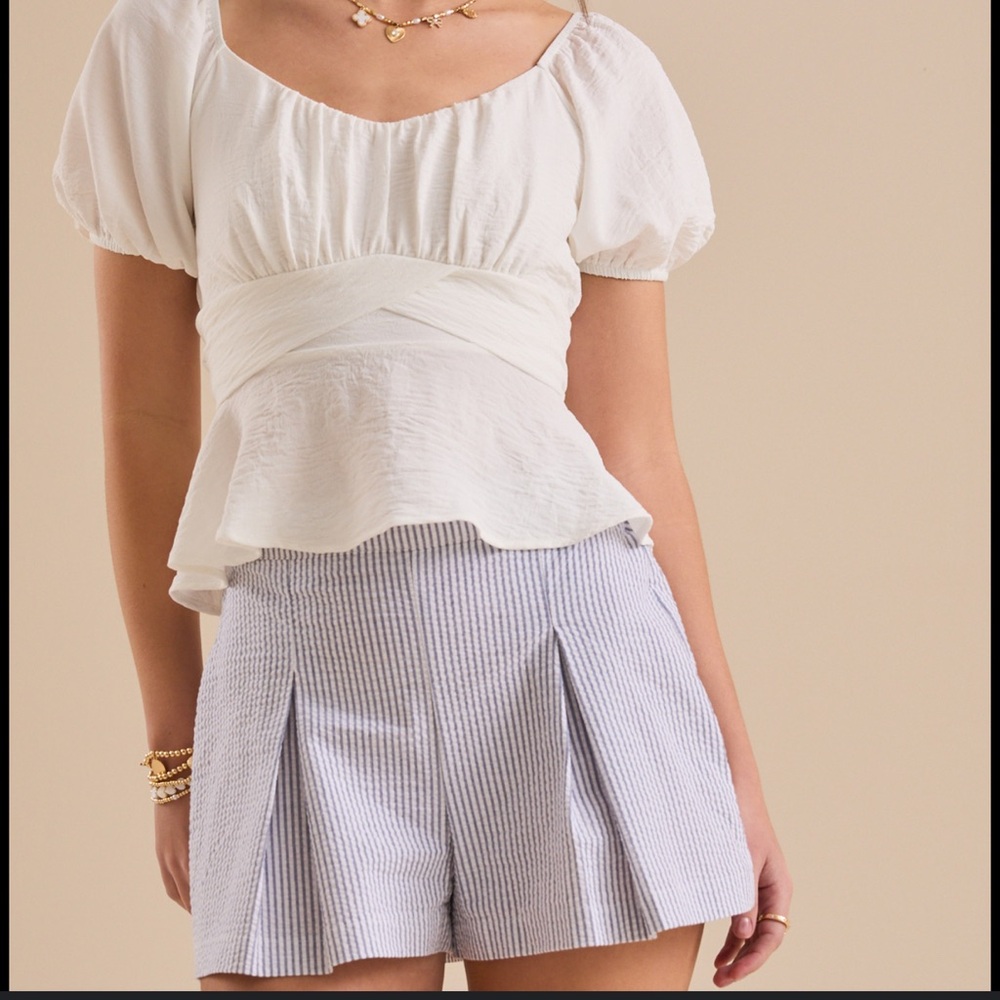 Altar'd State mint  Puff Sleeve wrap around top